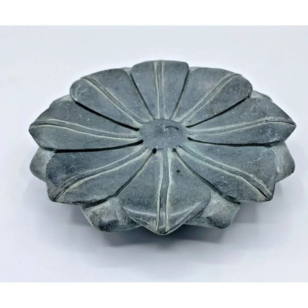 Mystic Passage Home Collection Green Ceramic Flower Leaf Pillar Candle Holder